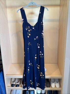 Reformation Navy Floral Maxi Dress